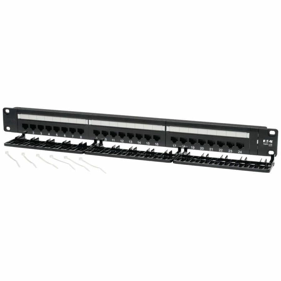 Eaton Tripp Lite Series 24-Port 1U Rack-Mount Cat6/Cat5 110 Patch Panel, 568B, RJ45 Ethernet, TAA