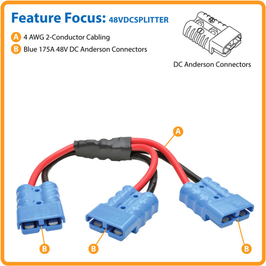 Eaton Tripp Lite Series 48VDCSPLITTER Y Splitter Cable for BP48V24-2U Battery Packs
