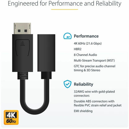 StarTech.com 6-inch DisplayPort to Mini DisplayPort Cable Adapter – 4K UHD Support