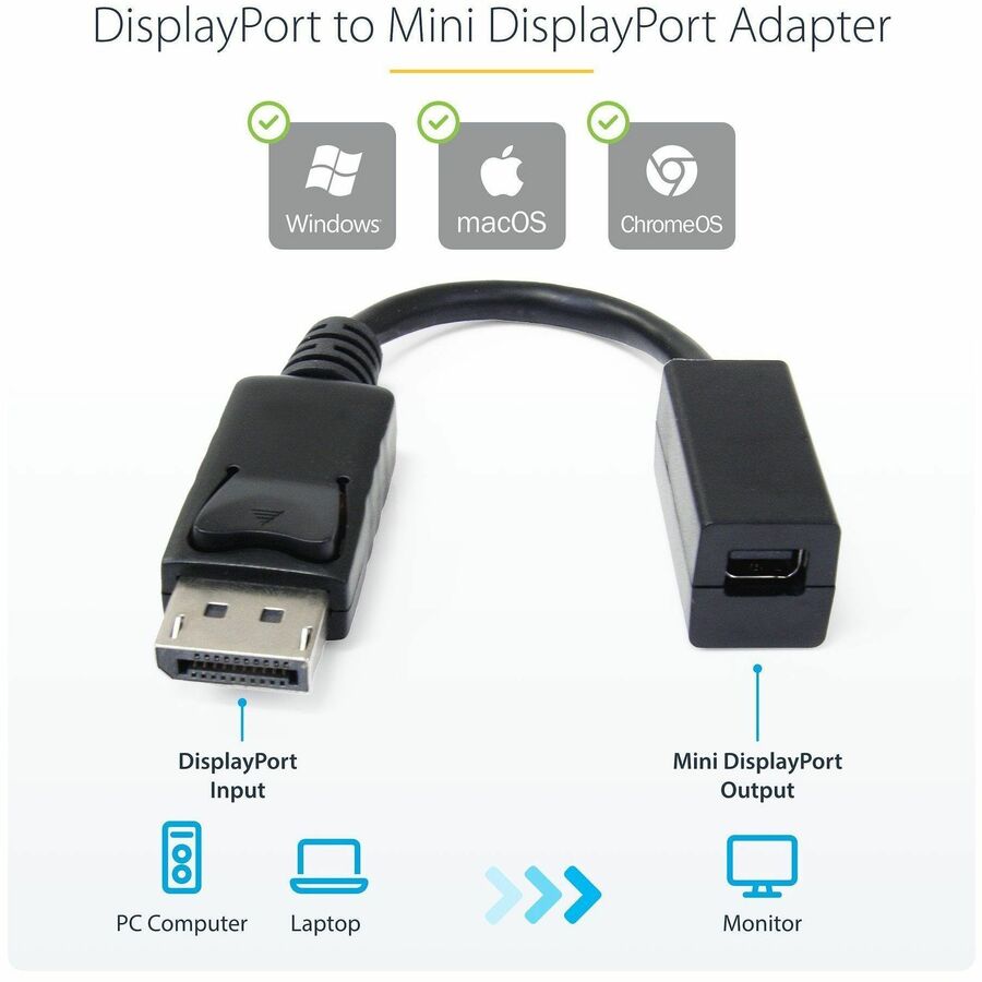 StarTech.com 6-inch DisplayPort to Mini DisplayPort Cable Adapter – 4K UHD Support