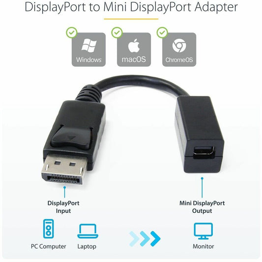 StarTech.com 6-inch DisplayPort to Mini DisplayPort Cable Adapter – 4K UHD Support