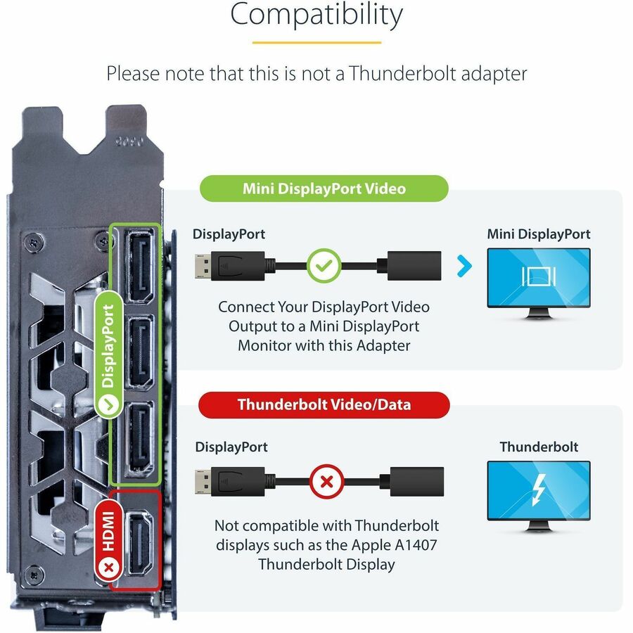 StarTech.com 6-inch DisplayPort to Mini DisplayPort Cable Adapter – 4K UHD Support