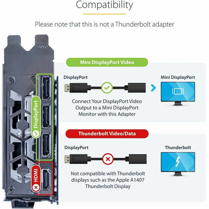 StarTech.com 6-inch DisplayPort to Mini DisplayPort Cable Adapter – 4K UHD Support