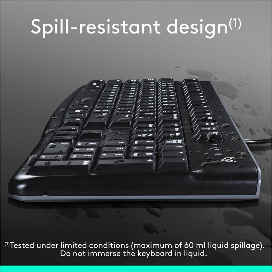 Logitech K120 Plug-and-Play USB Keyboard with Spill-Resistant Design and Full-Size Layout