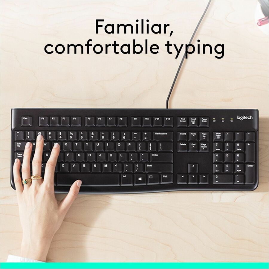 Logitech K120 Plug-and-Play USB Keyboard with Spill-Resistant Design and Full-Size Layout