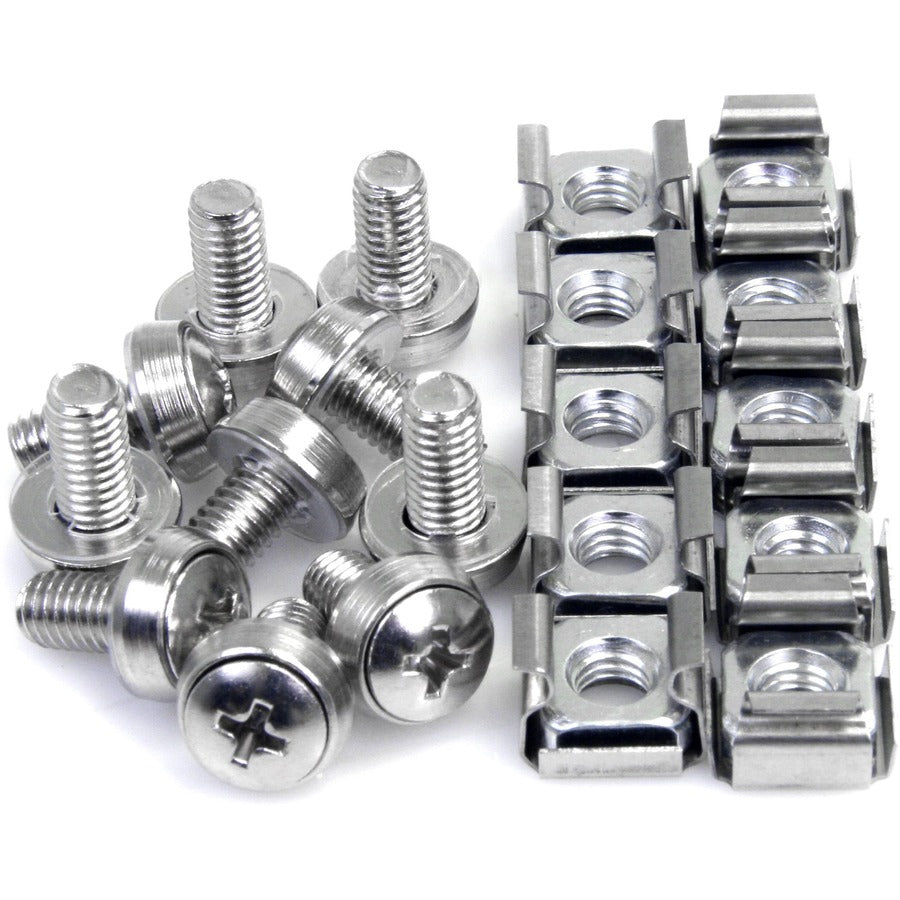 StarTech.com M6 Mounting Screws and Cage Nuts for Server Racks (CABSCREWM6, 50 Pack)