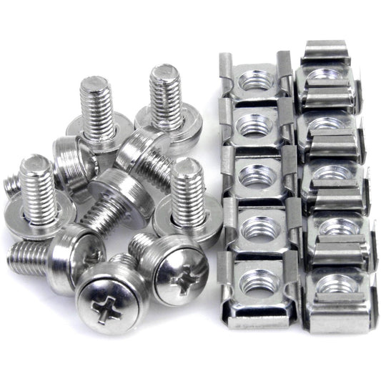StarTech.com M6 Mounting Screws and Cage Nuts for Server Racks (CABSCREWM6, 50 Pack)