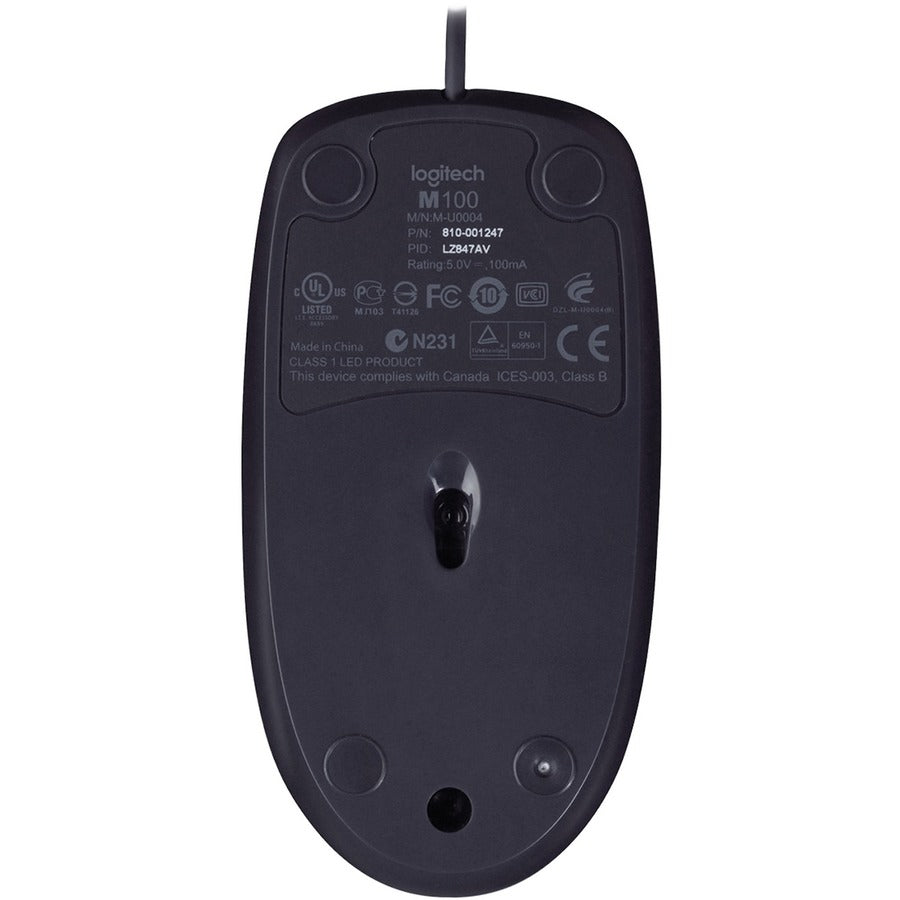 Logitech B100 Optical USB Mouse – Ambidextrous Design with 800 DPI Precision and Darkfield Laser Tracking