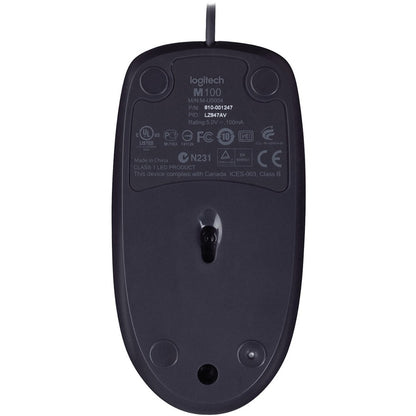 Logitech B100 Optical USB Mouse – Ambidextrous Design with 800 DPI Precision and Darkfield Laser Tracking