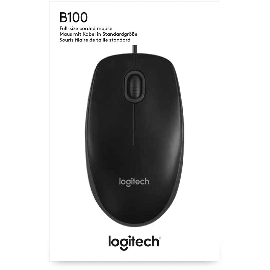 Logitech B100 Optical USB Mouse – Ambidextrous Design with 800 DPI Precision and Darkfield Laser Tracking
