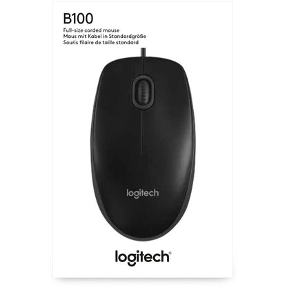Logitech B100 Optical USB Mouse – Ambidextrous Design with 800 DPI Precision and Darkfield Laser Tracking