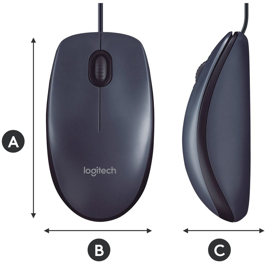 Logitech B100 Optical USB Mouse – Ambidextrous Design with 800 DPI Precision and Darkfield Laser Tracking