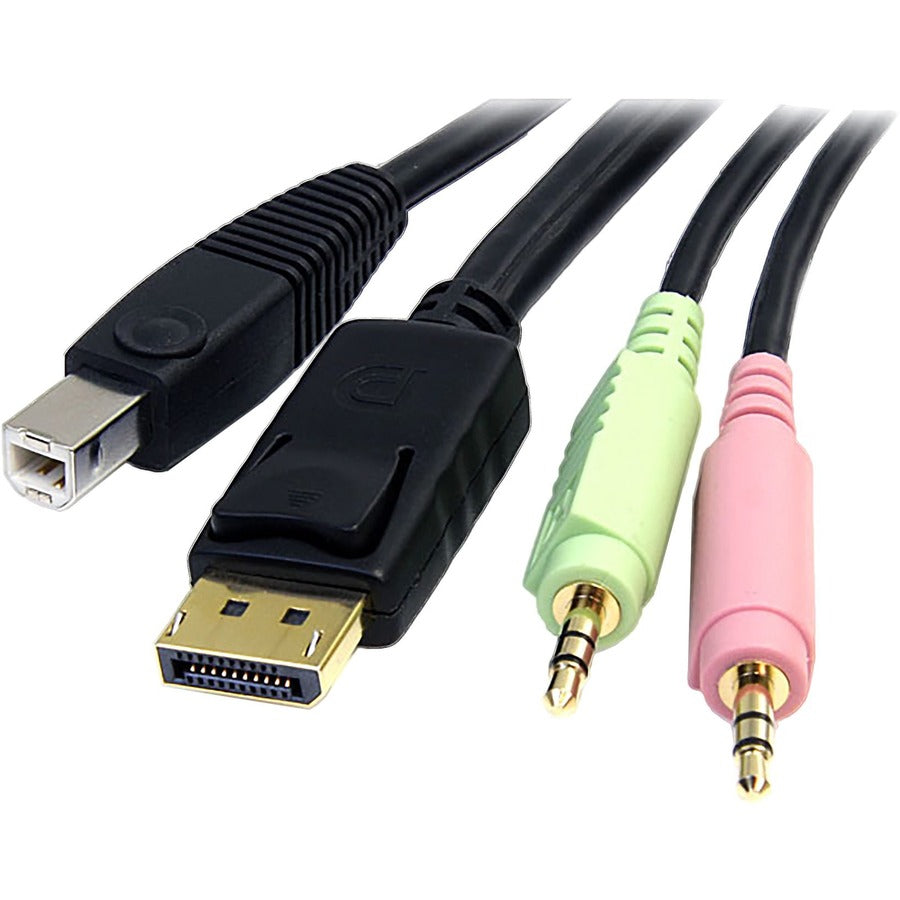 StarTech.com 6 ft 4-in-1 USB DisplayPort KVM Switch Cable with Audio & Microphone