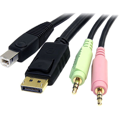 StarTech.com 6 ft 4-in-1 USB DisplayPort KVM Switch Cable with Audio & Microphone