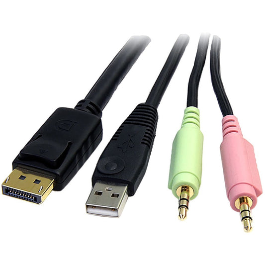 StarTech.com 6 ft 4-in-1 USB DisplayPort KVM Switch Cable with Audio & Microphone