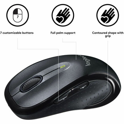 Logitech M510 Wireless Optical Mouse with 2.4 GHz USB Unifying Receiver, 7 Buttons, 1000 DPI - Black