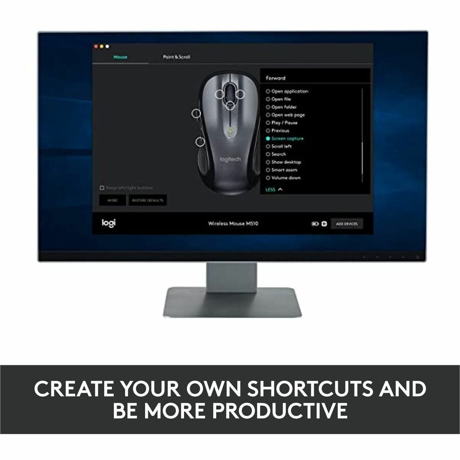 Logitech M510 Wireless Optical Mouse with 2.4 GHz USB Unifying Receiver, 7 Buttons, 1000 DPI - Black