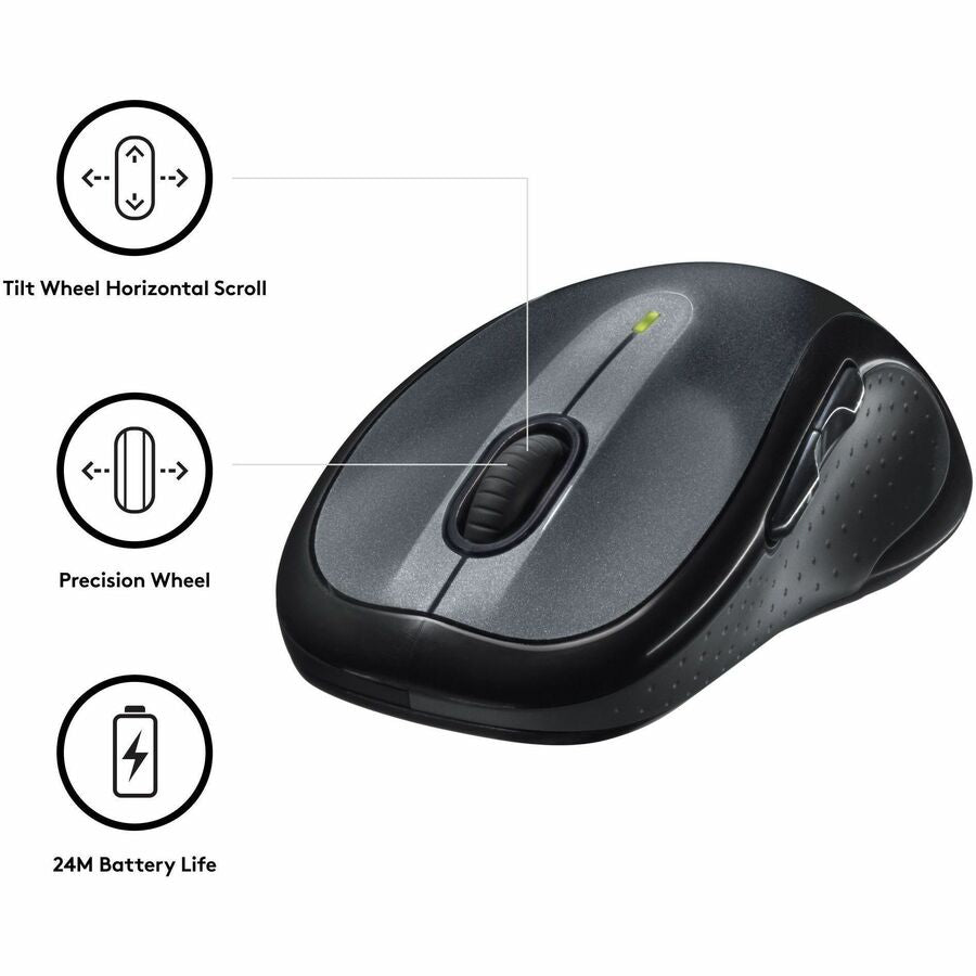 Logitech M510 Wireless Optical Mouse with 2.4 GHz USB Unifying Receiver, 7 Buttons, 1000 DPI - Black
