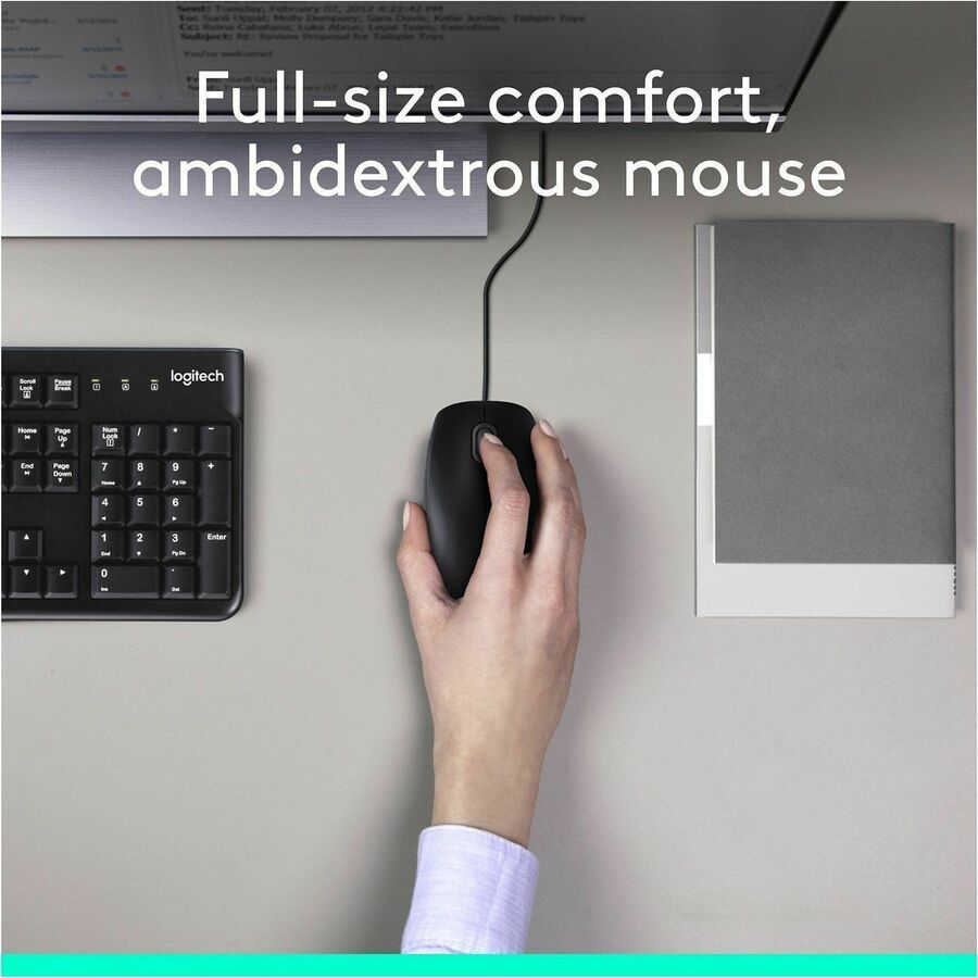 Logitech MK120 Wired Keyboard and Mouse Combo for Windows - Full-Size, Quiet Keys, Optical USB Mouse