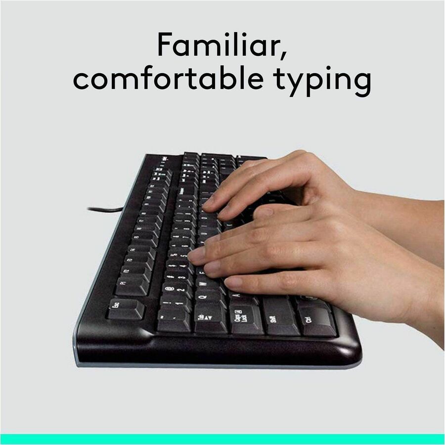 Logitech MK120 Wired Keyboard and Mouse Combo for Windows - Full-Size, Quiet Keys, Optical USB Mouse