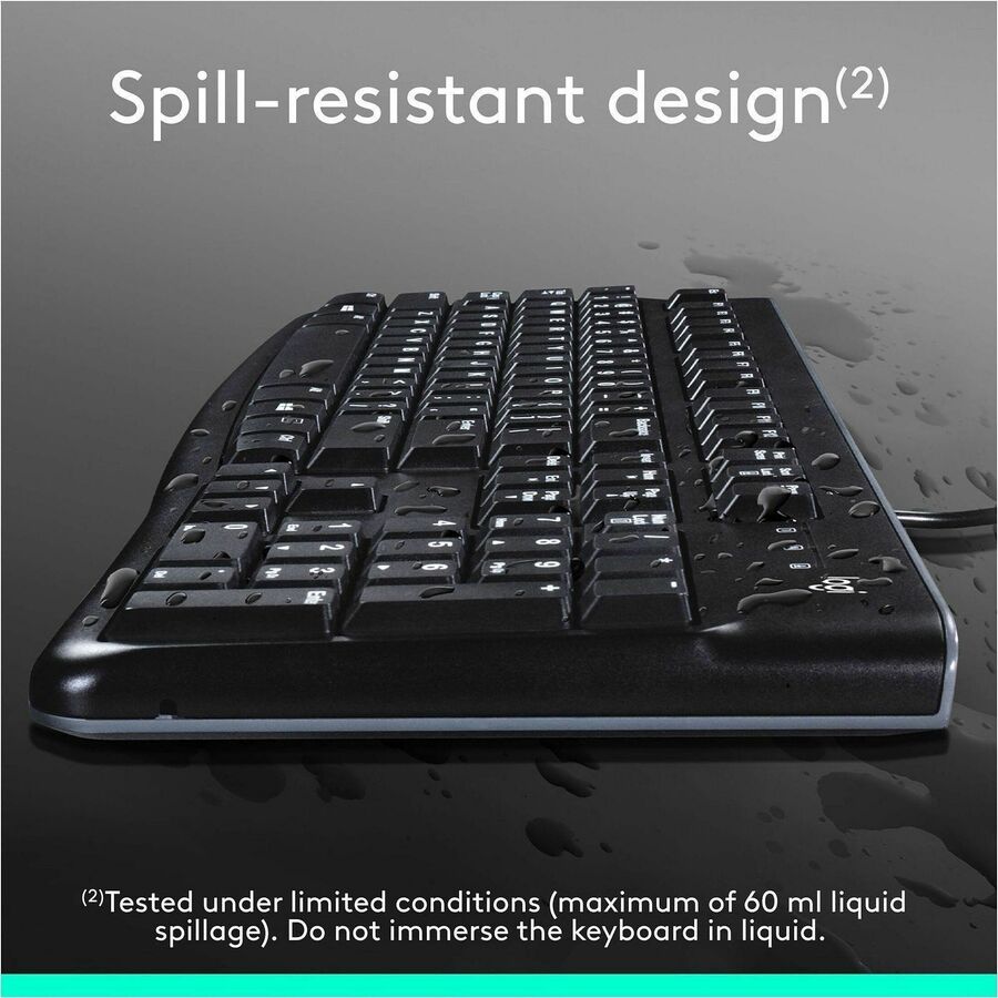 Logitech MK120 Wired Keyboard and Mouse Combo for Windows - Full-Size, Quiet Keys, Optical USB Mouse