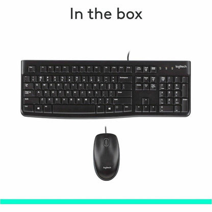 Logitech MK120 Wired Keyboard and Mouse Combo for Windows - Full-Size, Quiet Keys, Optical USB Mouse