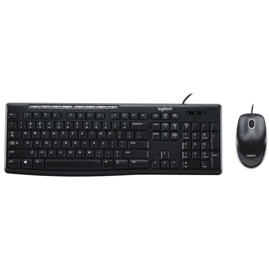 Logitech MK200 Media Corded Keyboard and Mouse Combo - Full-Size, Ambidextrous, USB Plug-and-Play Office Keyboard & Optical Mouse