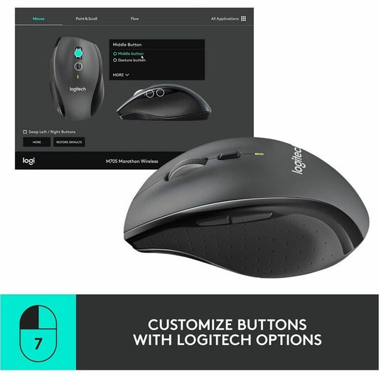 Logitech M705 Marathon Wireless Laser Mouse with 2.4 GHz USB Unifying Receiver and 1000 DPI