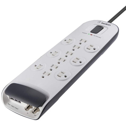 Belkin BV112230-08 12-Outlet Surge Protector with 8 ft Power Cord and Cable/Satellite Protection