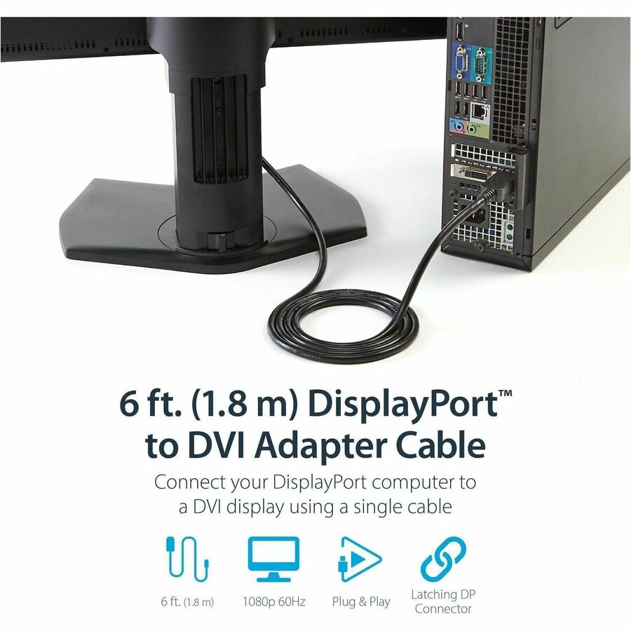 StarTech.com 6 ft DisplayPort to DVI Cable - Connect DVI Displays to DisplayPort Video Sources