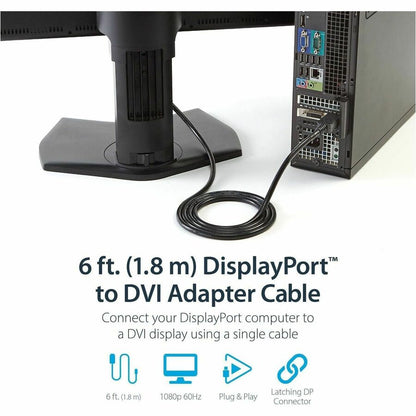 StarTech.com 6 ft DisplayPort to DVI Cable - Connect DVI Displays to DisplayPort Video Sources