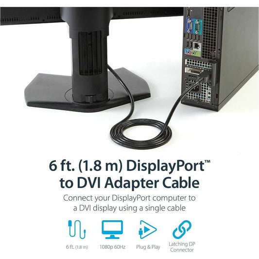 StarTech.com 6 ft DisplayPort to DVI Cable - Connect DVI Displays to DisplayPort Video Sources