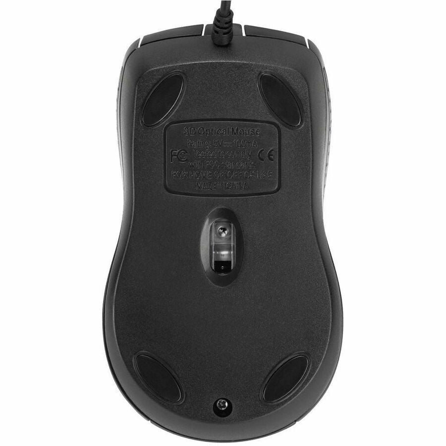 Targus 3-Button USB Full-Size Optical Mouse - Ergonomic Ambidextrous Design with 1000 DPI