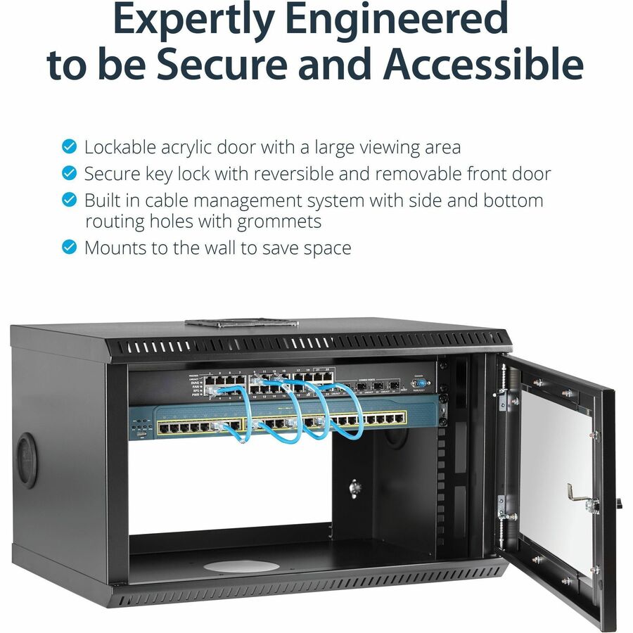 StarTech.com RK619WALL 6U Wall Mount Server Rack Cabinet with Acrylic Door