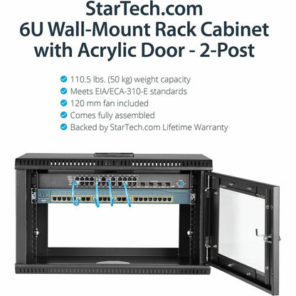 StarTech.com RK619WALL 6U Wall Mount Server Rack Cabinet with Acrylic Door