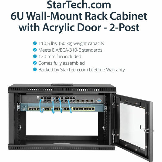 StarTech.com RK619WALL 6U Wall Mount Server Rack Cabinet with Acrylic Door