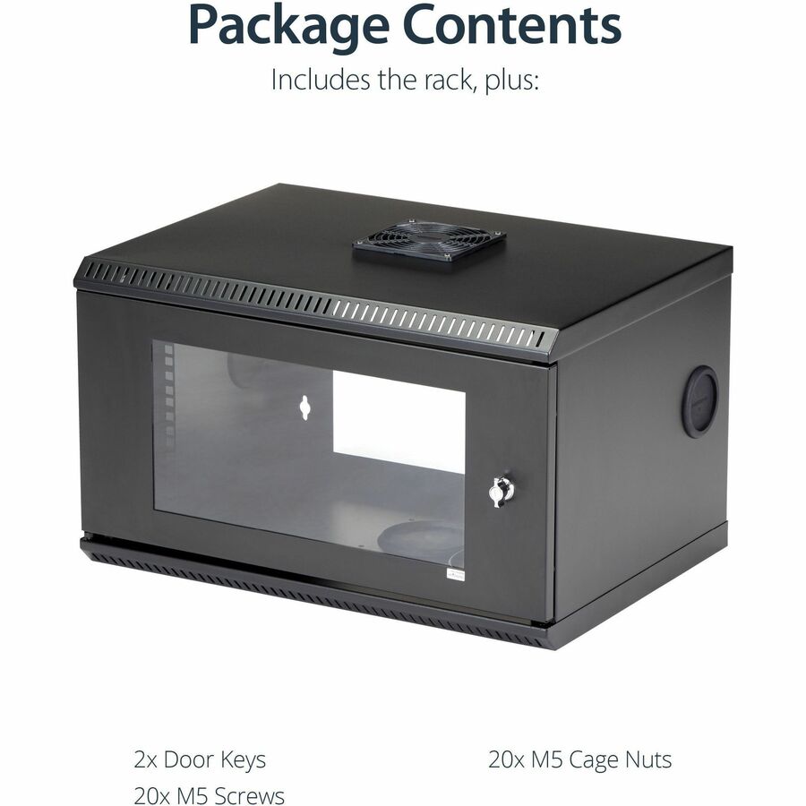 StarTech.com RK619WALL 6U Wall Mount Server Rack Cabinet with Acrylic Door