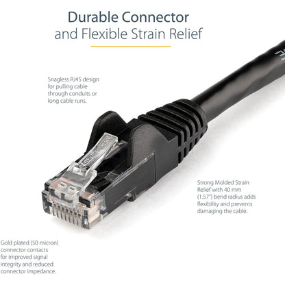 StarTech.com 75 ft Black Snagless Cat6 Ethernet Cable – Gigabit Speed, PoE Support, UL Certified