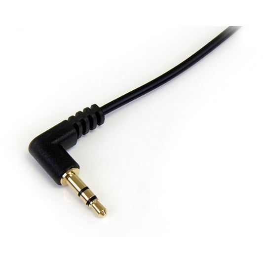 StarTech.com 1 ft Slim 3.5mm to Right Angle Stereo Audio Cable - M/M for iPhone, iPad, iPod