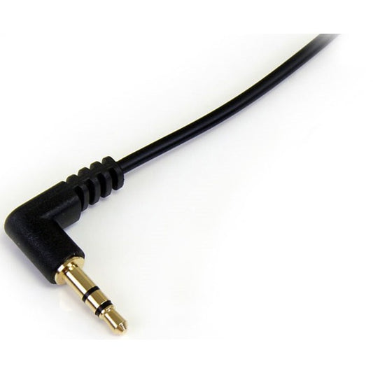 StarTech.com MU3MMSRA 3 ft Slim 3.5mm to Right Angle Stereo Audio Cable for Portable Devices
