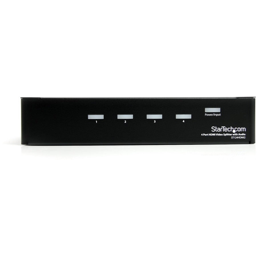 StarTech.com ST124HDMI2 4-Port HDMI Splitter and Signal Amplifier for High-Quality Video Distribution