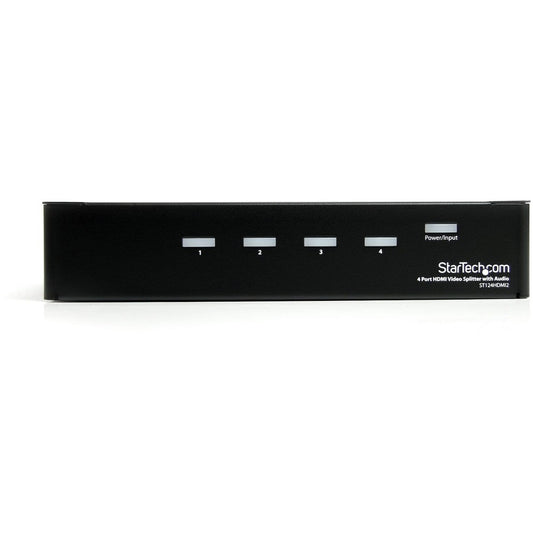 StarTech.com ST124HDMI2 4-Port HDMI Splitter and Signal Amplifier for High-Quality Video Distribution