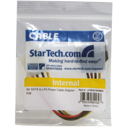StarTech.com 6in SATA to LP4 Power Cable Adapter - Female SATA to LP4 Male Connector