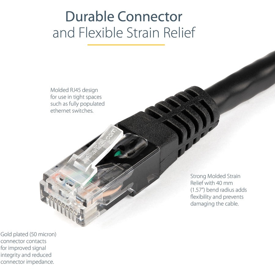 StarTech.com 15ft CAT6 Ethernet Patch Cable – Black, Gigabit Speed, 100W PoE Support, UL & ETL Certified