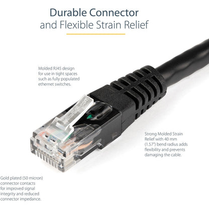 StarTech.com 7ft Cat6 Ethernet Patch Cable - Black, UL Certified, 10 Gbps, PoE Support