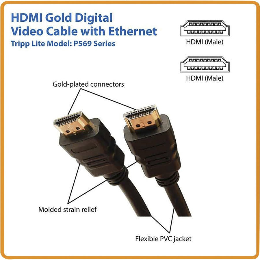 Eaton Tripp Lite Series P569-003 High Speed HDMI Cable with Ethernet, 3 ft, 4K UHD Support