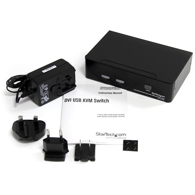 StarTech.com 2 Port DVI USB KVM Switch with Audio and USB 2.0 Hub - Supports Up to 1920x1200 Resolution