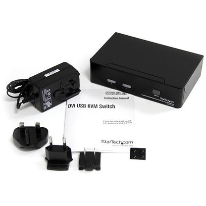 StarTech.com 2 Port DVI USB KVM Switch with Audio and USB 2.0 Hub - Supports Up to 1920x1200 Resolution