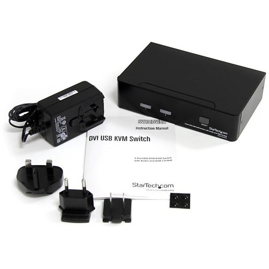 StarTech.com 2 Port DVI USB KVM Switch with Audio and USB 2.0 Hub - Supports Up to 1920x1200 Resolution