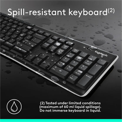 Logitech K270 Wireless Keyboard for Windows - 2.4 GHz, Full-Size, Spill-Resistant, Black